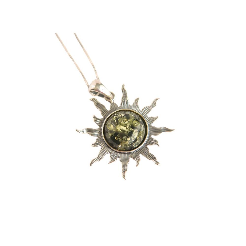Baltic Amber Sun Pendant Necklace|s925|Genuine Amber
